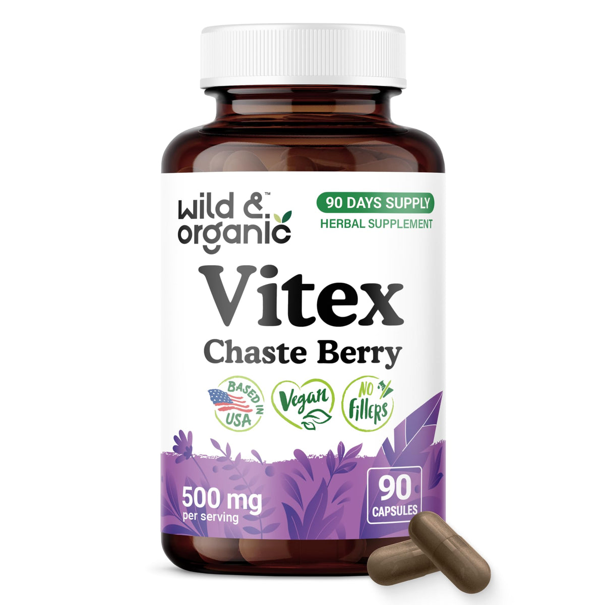 Flacon de capsules de Vitex Wild & Organic vue de face