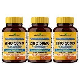 Flacon de capsules de Zinc 50mg SANDHUHERBALS vue de face
