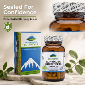 Flacon de capsules Echinacea Goldenseal sur un fond naturel