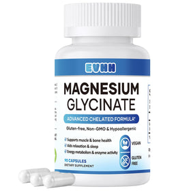 Flacon de capsules EVHH de glycinate de magnésium 240mg, vue avant