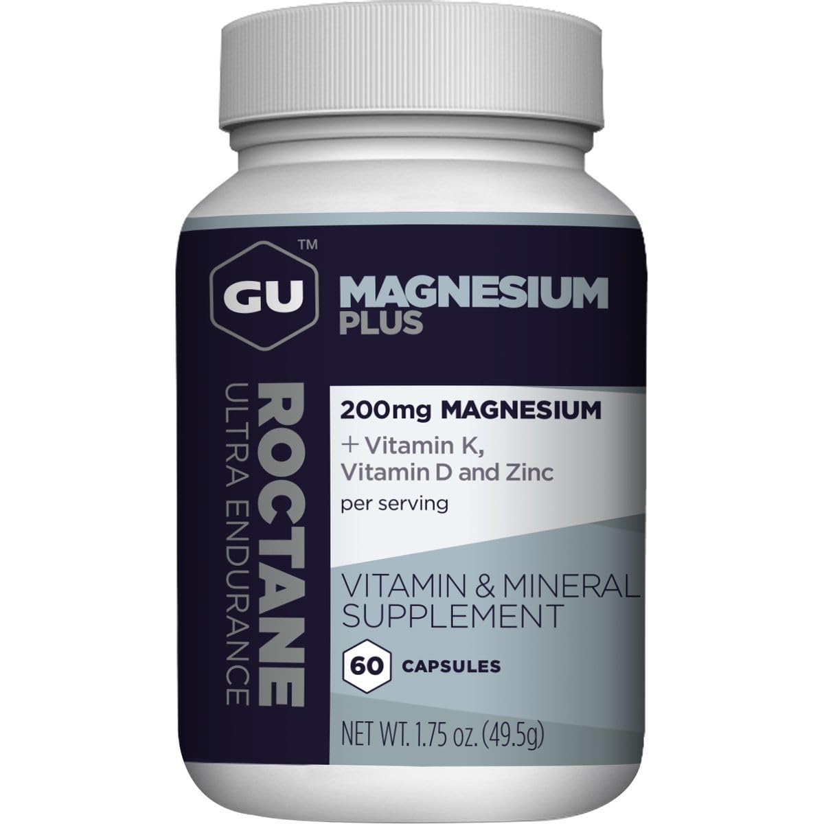 Flacon de capsules GU Energy Roctane Magnésium Plus 60 comprimés