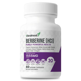 Flacon de capsules HEALNEST Berbérine HCl 500 mg avec étiquette visible