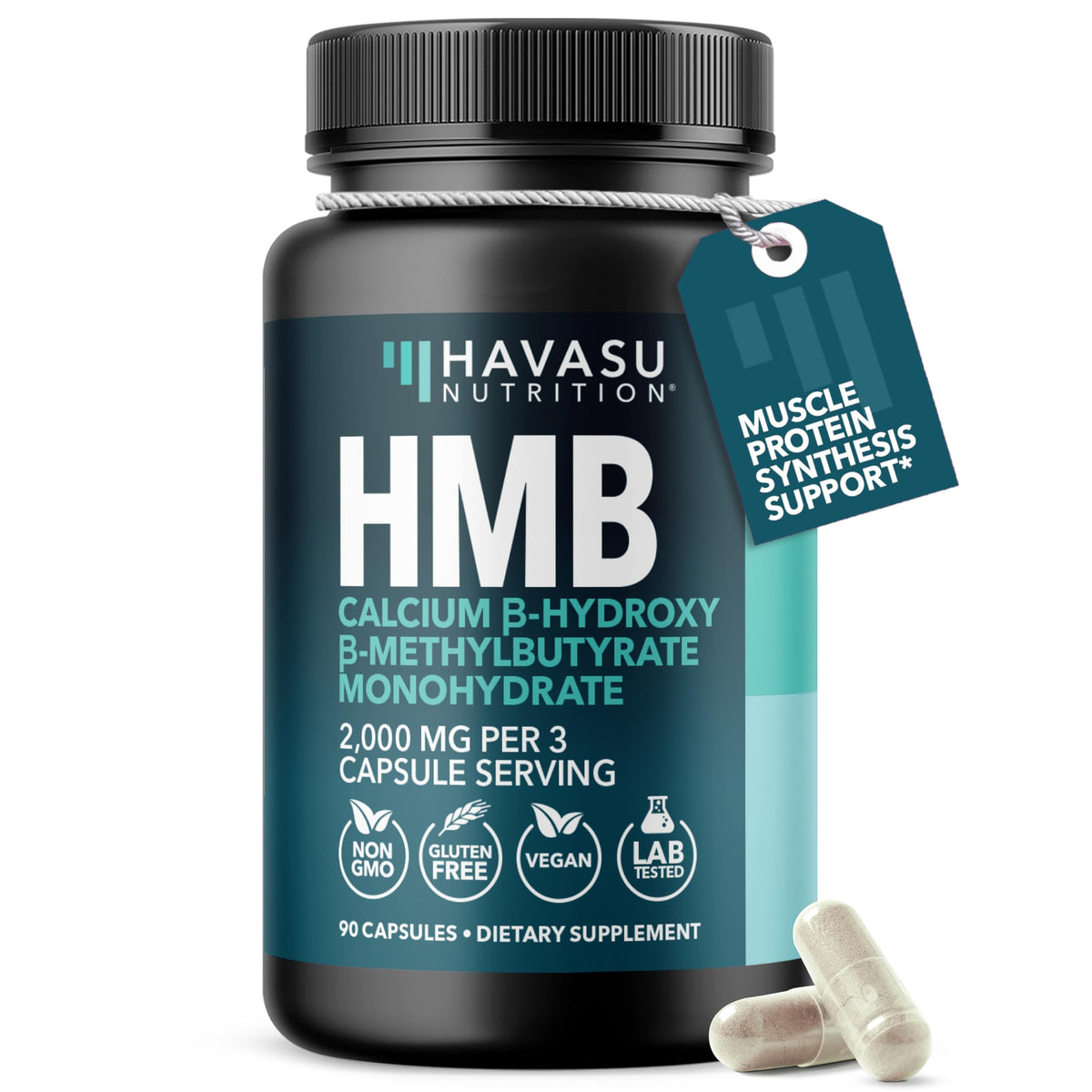 Flacon de capsules HMB 2000mg de HAVASU NUTRITION vue de face