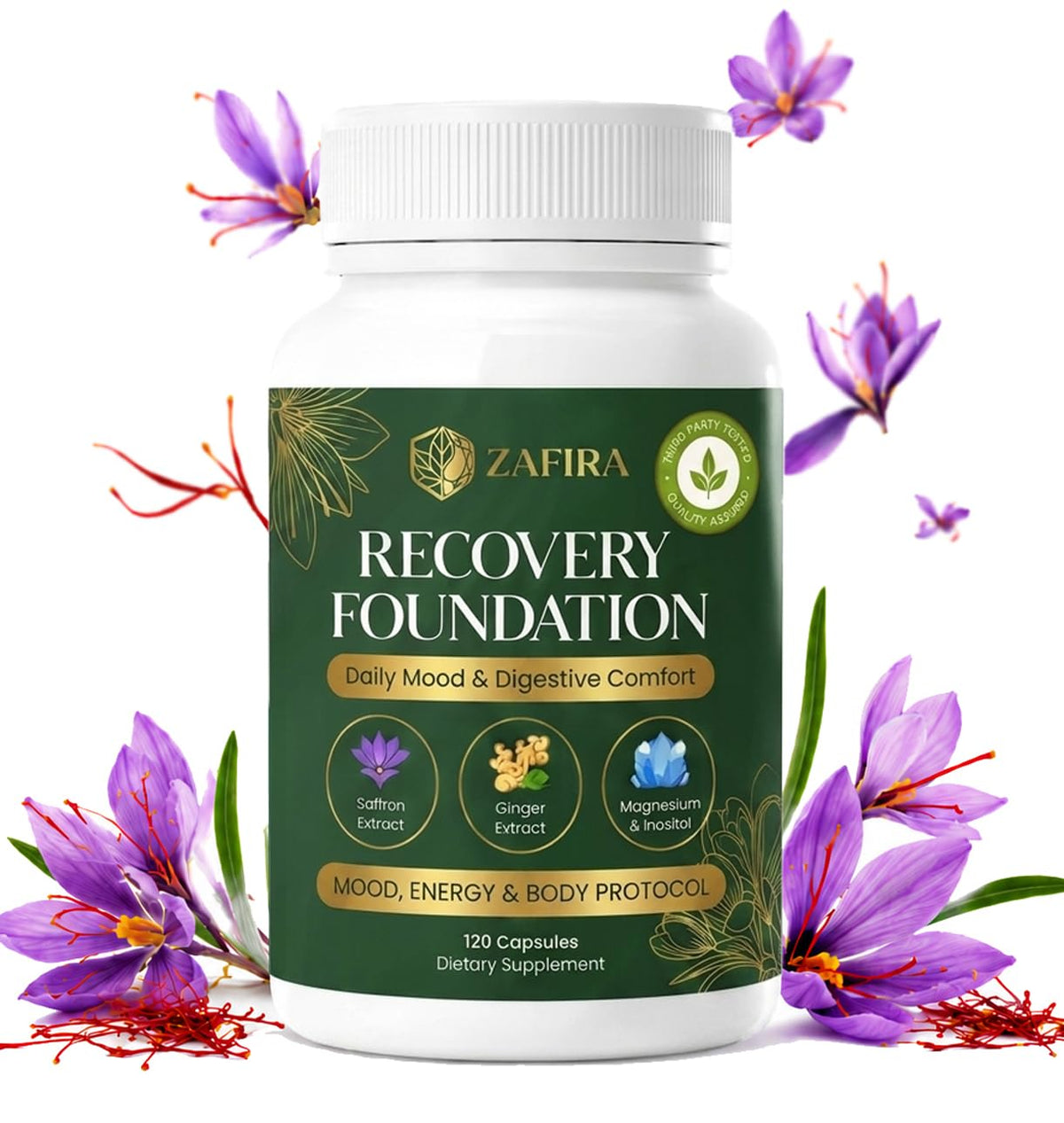 Flacon de capsules JetFlux Zafira Organics 120 unités vue de face