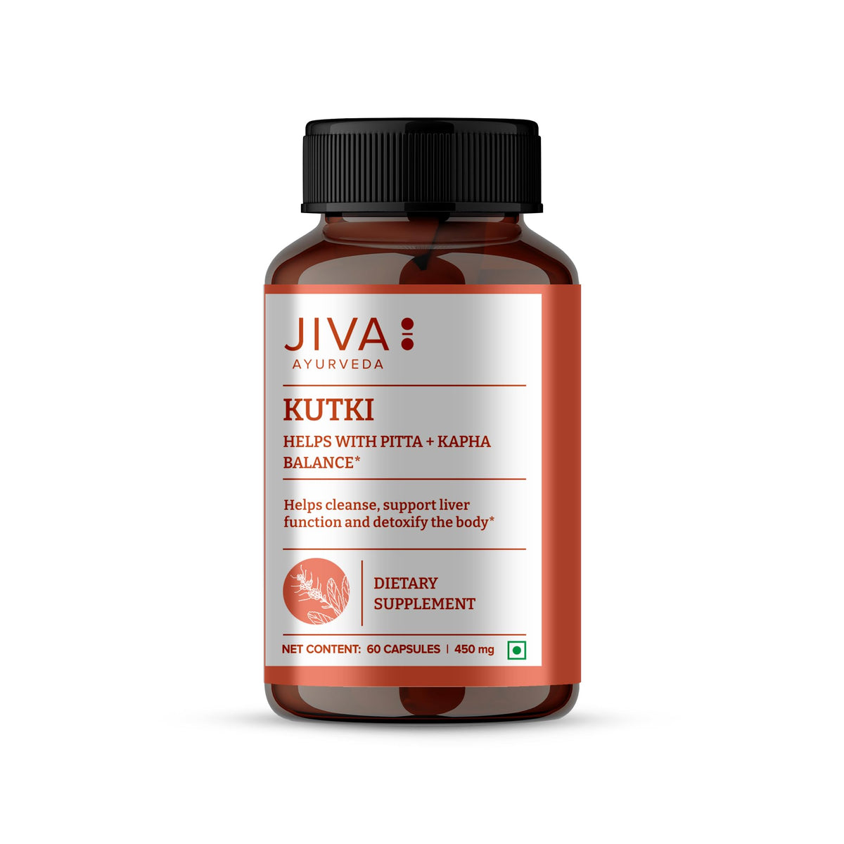 Flacon de capsules Jiva Ayurveda Kutki, 60 capsules végétariennes