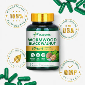 Flacon de capsules Kavguine 10 en 1 sur un fond naturel