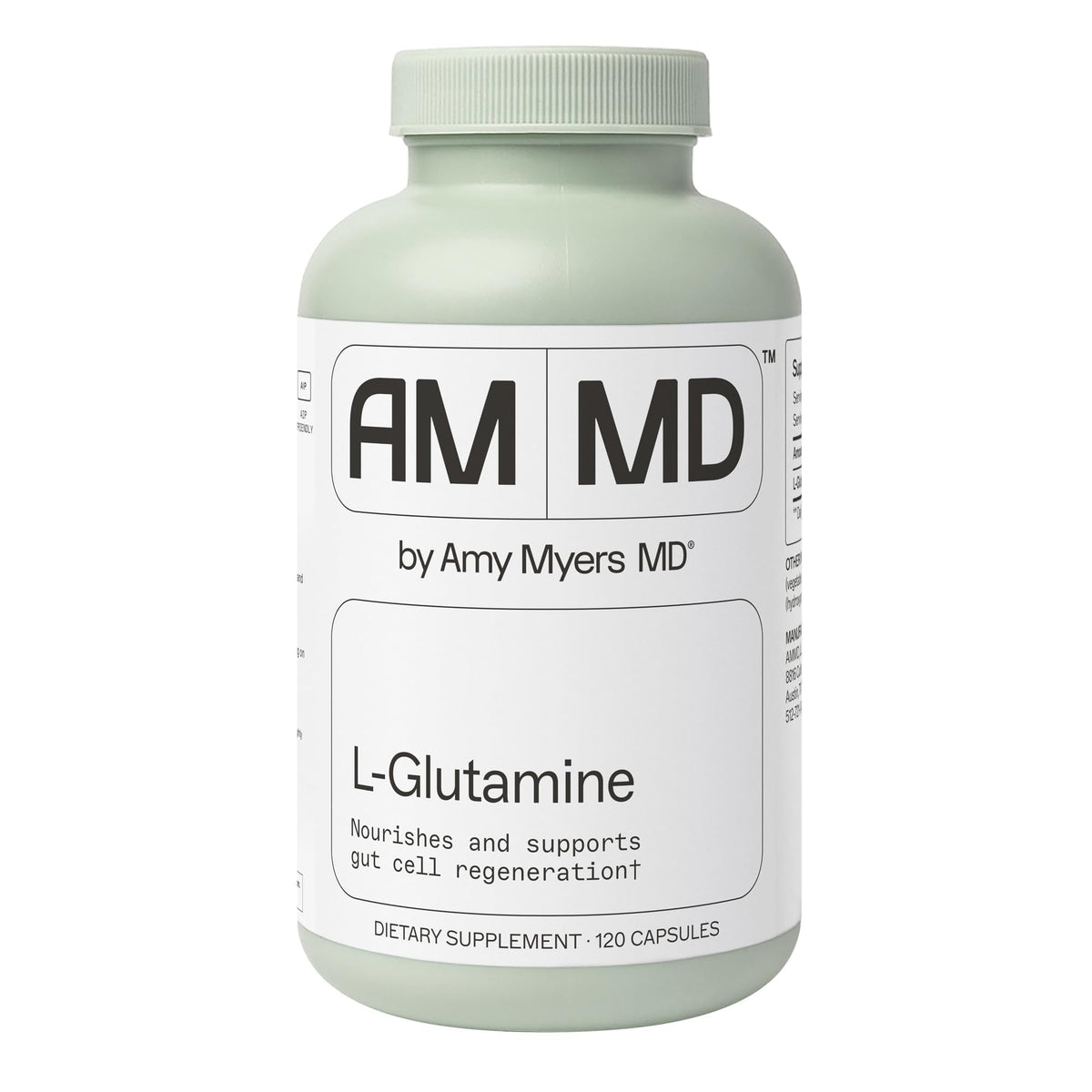 Flacon de capsules L-Glutamine Amy Myers MD, 120 capsules