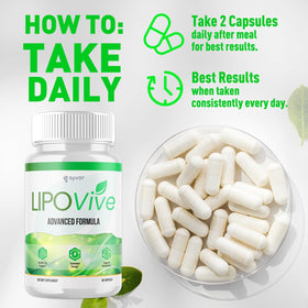 Flacon de capsules Lipovive ouvert avec capsules visibles