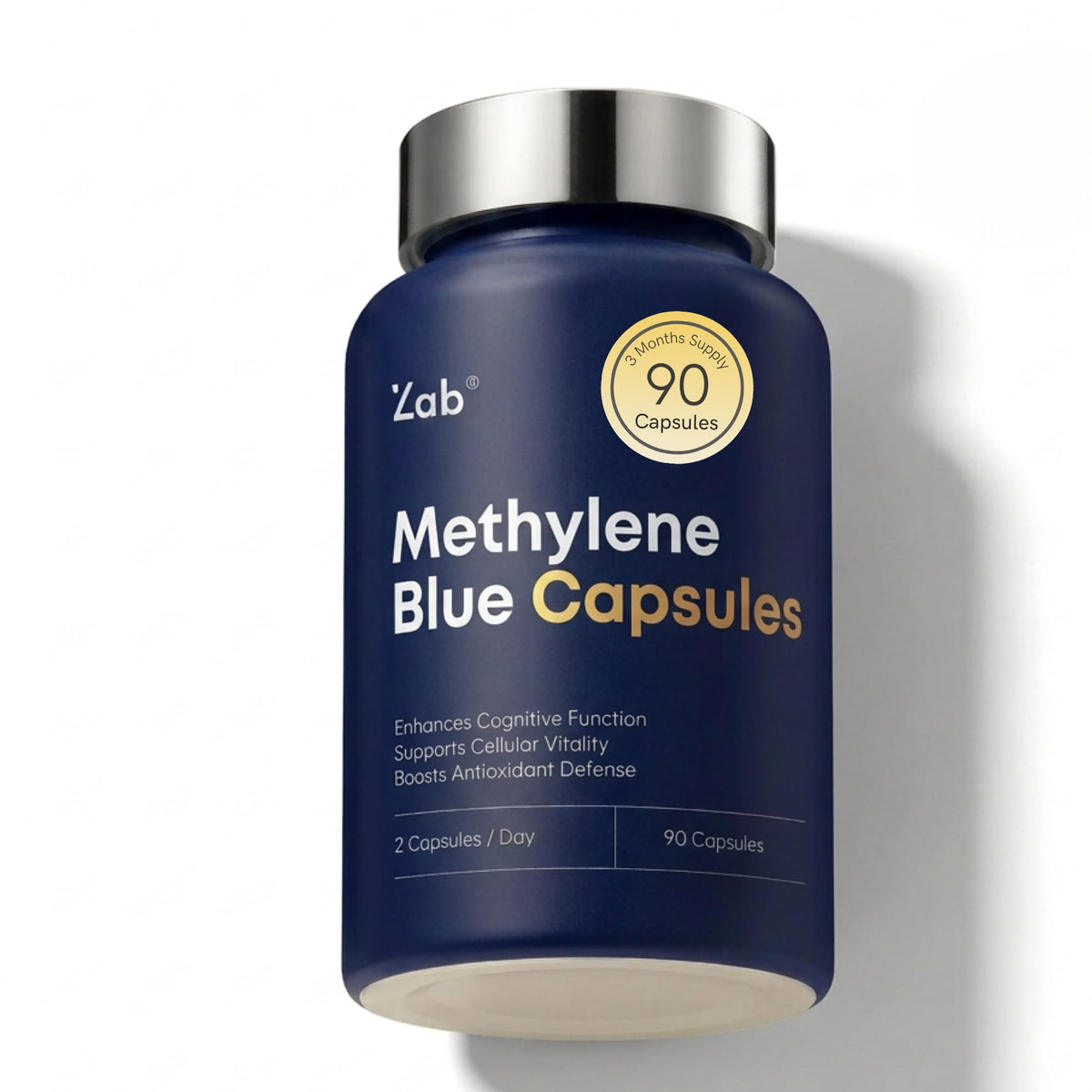 Flacon de capsules Methylene Blue ZAB vue de face avec étiquette
