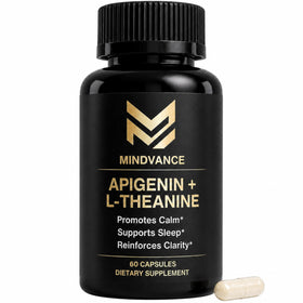 Flacon de capsules Mindvance Apigenin 100mg L-Theanine 200mg