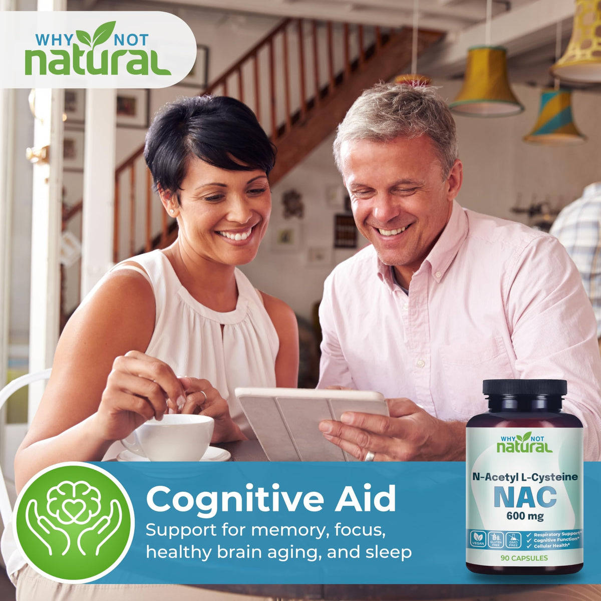 Flacon de capsules NAC 600 mg sur une table