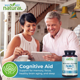 Flacon de capsules NAC 600 mg sur une table