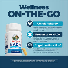 Flacon de capsules NADH MARYRUTH'S sur une table