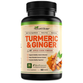 Flacon de capsules Nature's Base au curcuma et gingembre