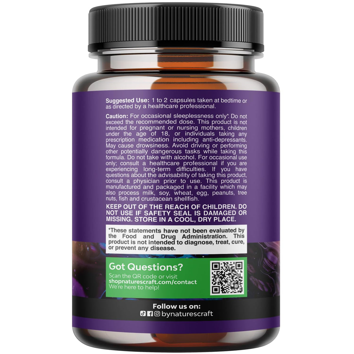 Flacon de capsules Natures Craft avec ingrédients listés