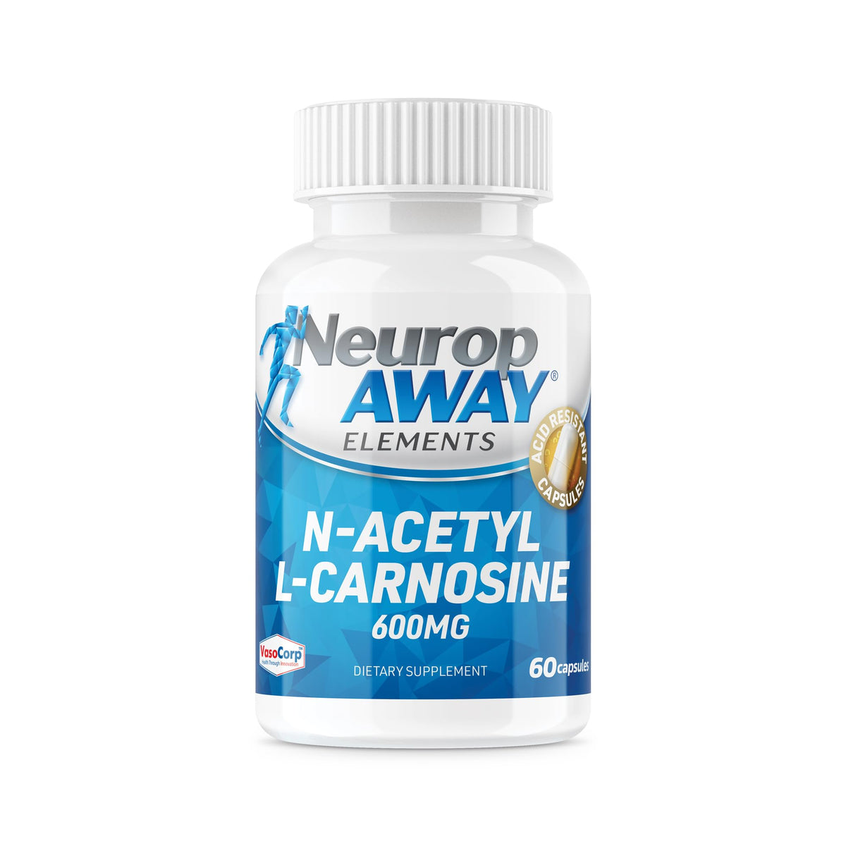 Flacon de capsules NeuropAWAY N-Acetyl-L-Carnosine 600mg de 60 capsules