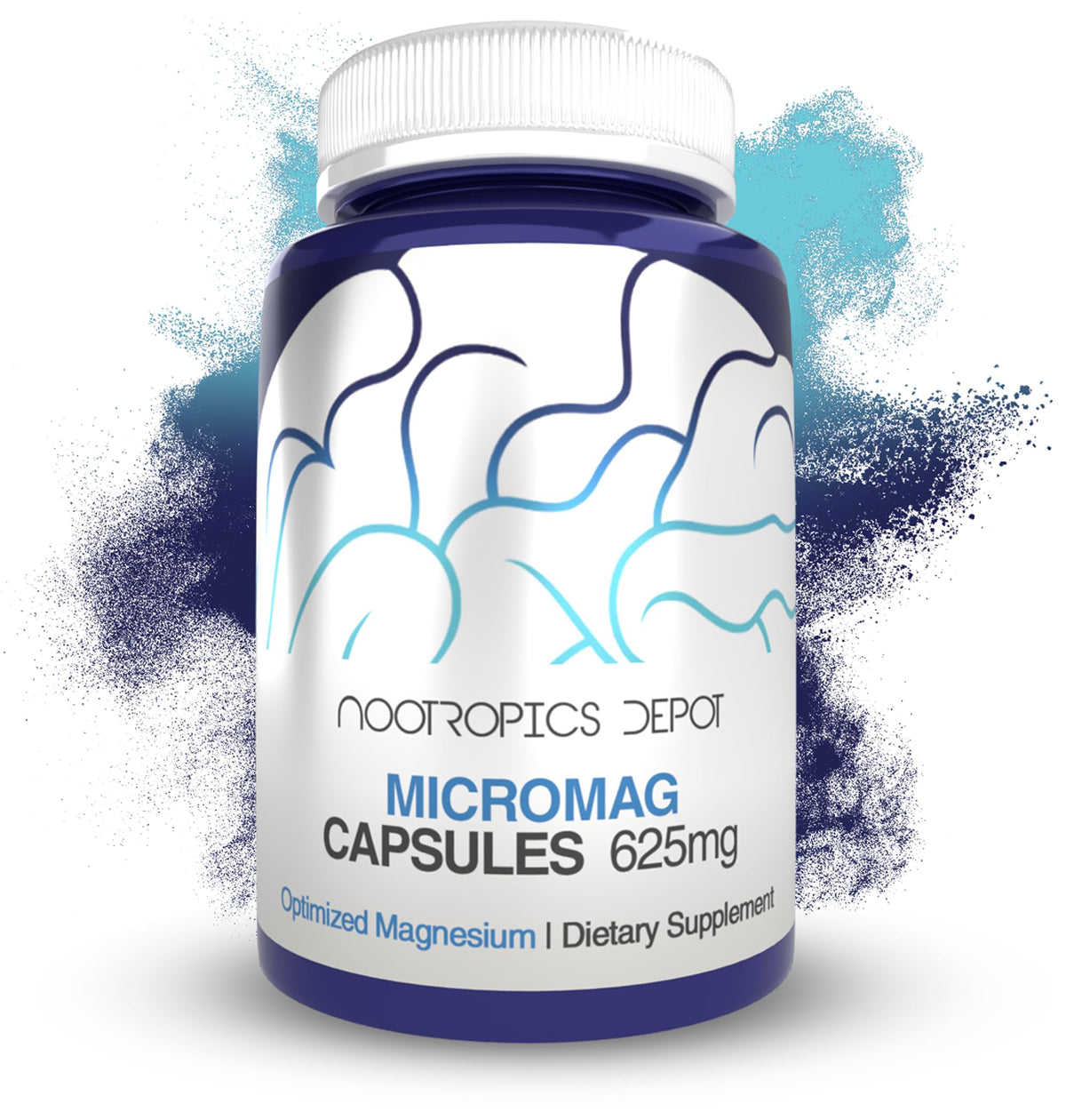 Flacon de capsules Nootropics Depot MicroMag de 625mg, 90 comprimés