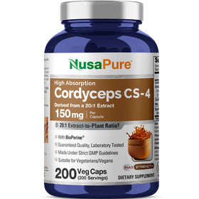 Flacon de capsules NusaPure Cordyceps CS-4 150mg vue de face