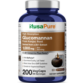 Flacon de capsules NusaPure Glucomannan 1000mg vue avant