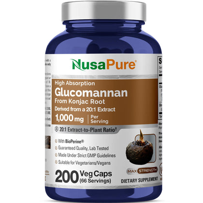Flacon de capsules NusaPure Glucomannan 1000mg vue avant