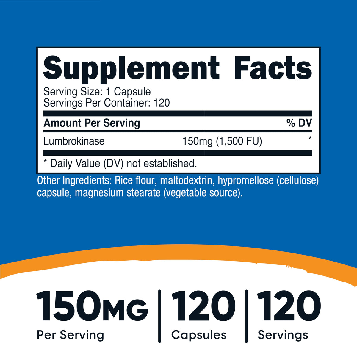 Flacon de capsules Nutricost de Lumbrokinase, 120 unités