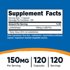 Flacon de capsules Nutricost de Lumbrokinase, 120 unités