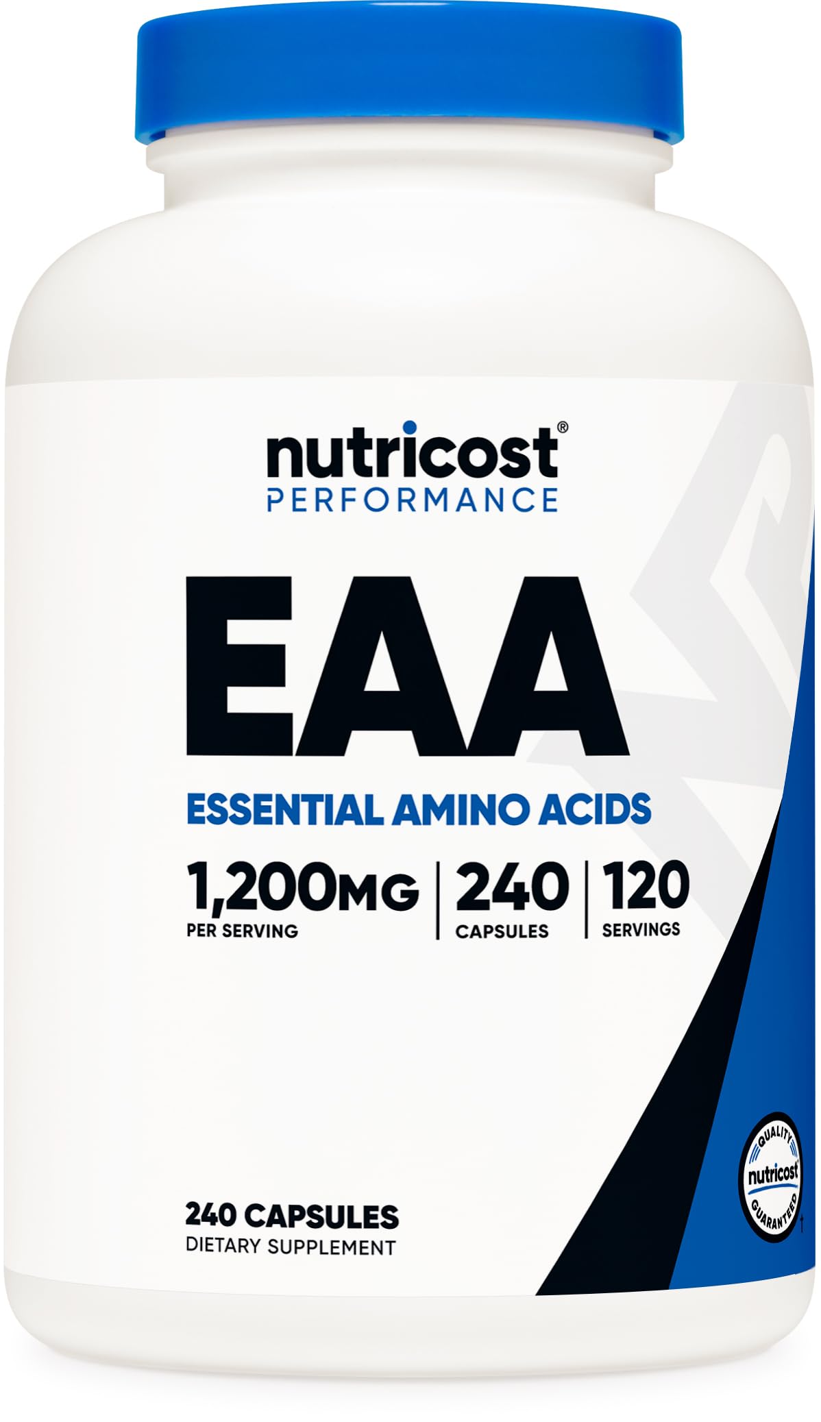 Flacon de capsules Nutricost EAA 1200mg 240 capsules vue de face