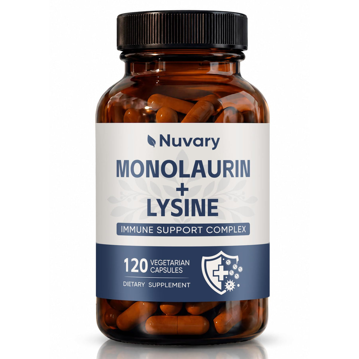 Flacon de capsules Nuvary de monolaurine et lysine, 120 unités