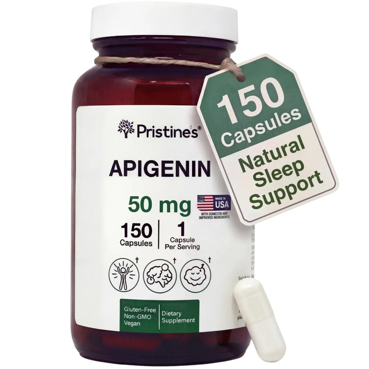 Flacon de capsules PRISTINE'S Apigenin 50mg, 150 jours d'approvisionnement