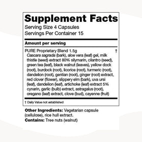 Flacon de capsules PURE Cleanse sur une table en bois