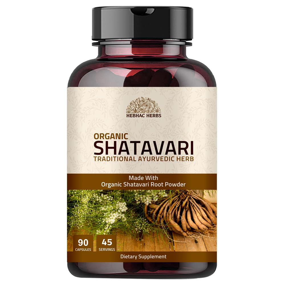 Flacon de capsules Shatavari Hebhac Herbs 1000mg vue de face
