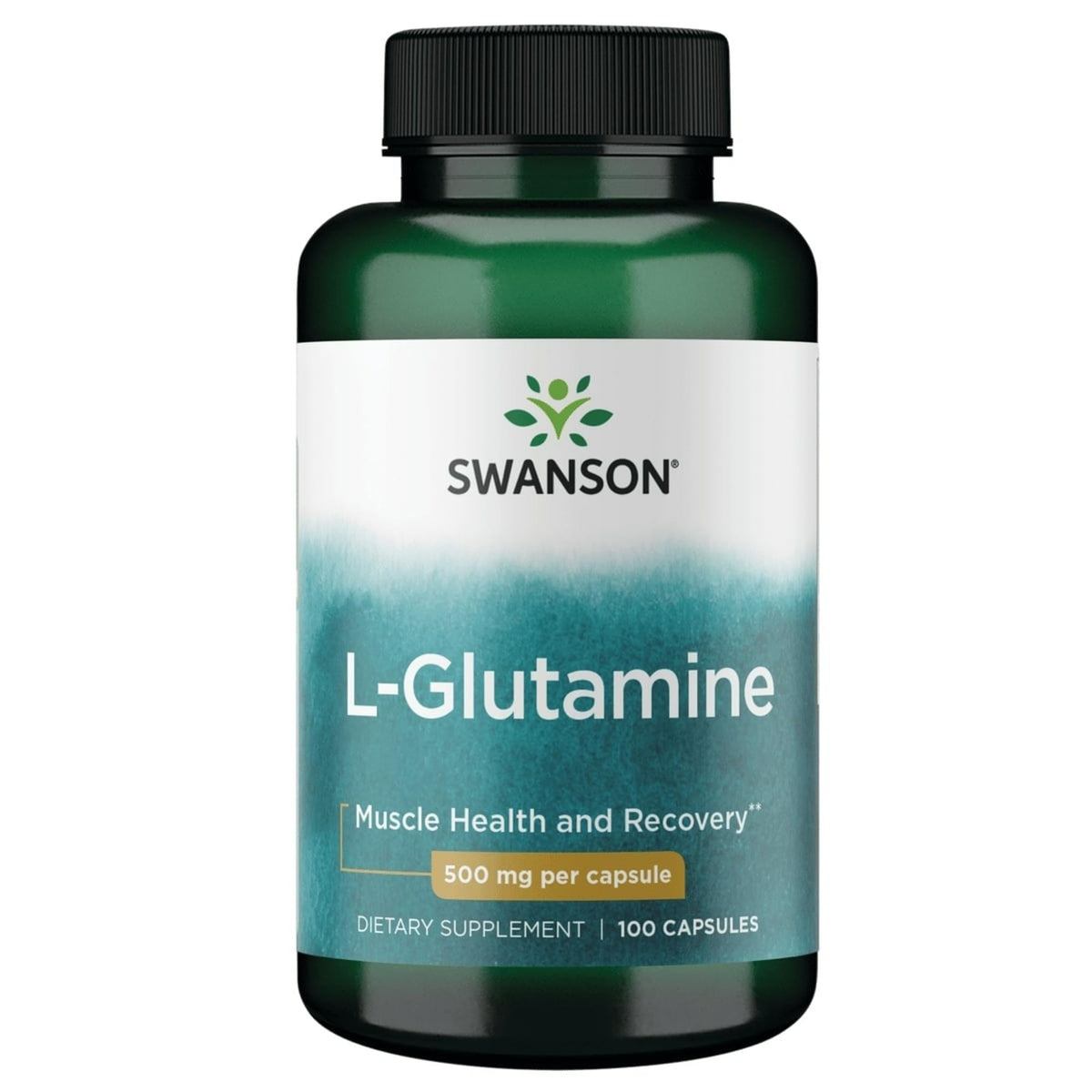 Flacon de capsules Swanson L-Glutamine 500 mg vue de face