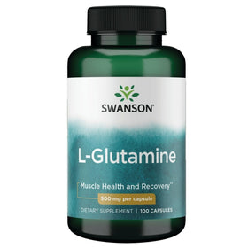 Flacon de capsules Swanson L-Glutamine 500 mg vue de face