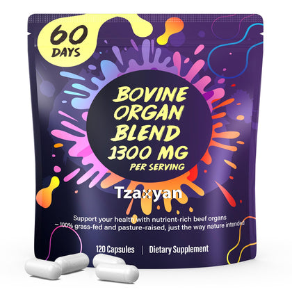 Flacon de capsules tzaxyan Complément Alimentaire Organes de Bœuf 1300mg