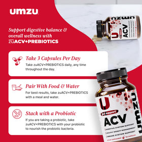 Flacon de capsules UMZU zuACV ouvert avec capsules visibles