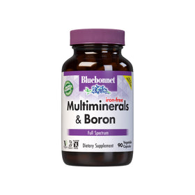 Flacon de capsules végétales BlueBonnet Multimineral Plus Boron, vue de face