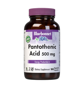 Flacon de capsules végétales d'acide pantothénique BlueBonnet 500 mg