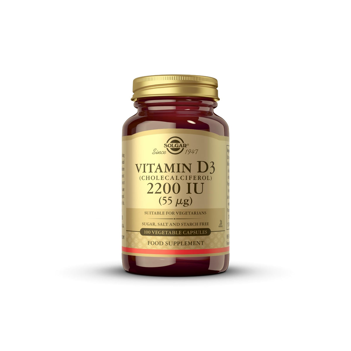 Flacon de capsules végétales Solgar Vitamine D3 55 mcg