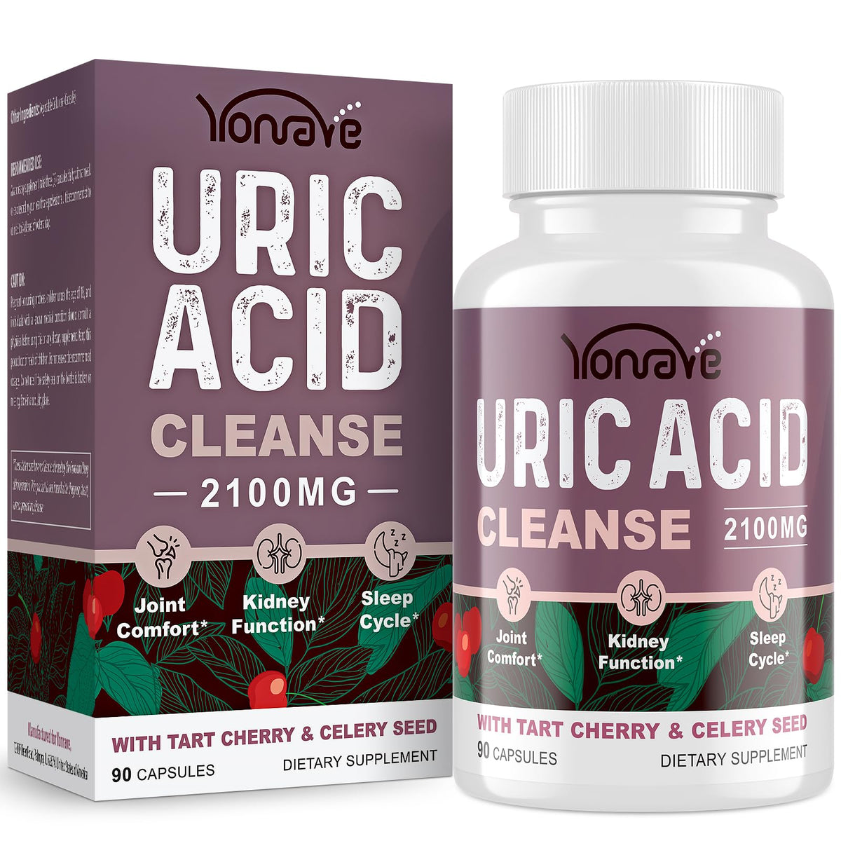 Flacon de capsules végétales Yonrave Uric Acid 90 unités