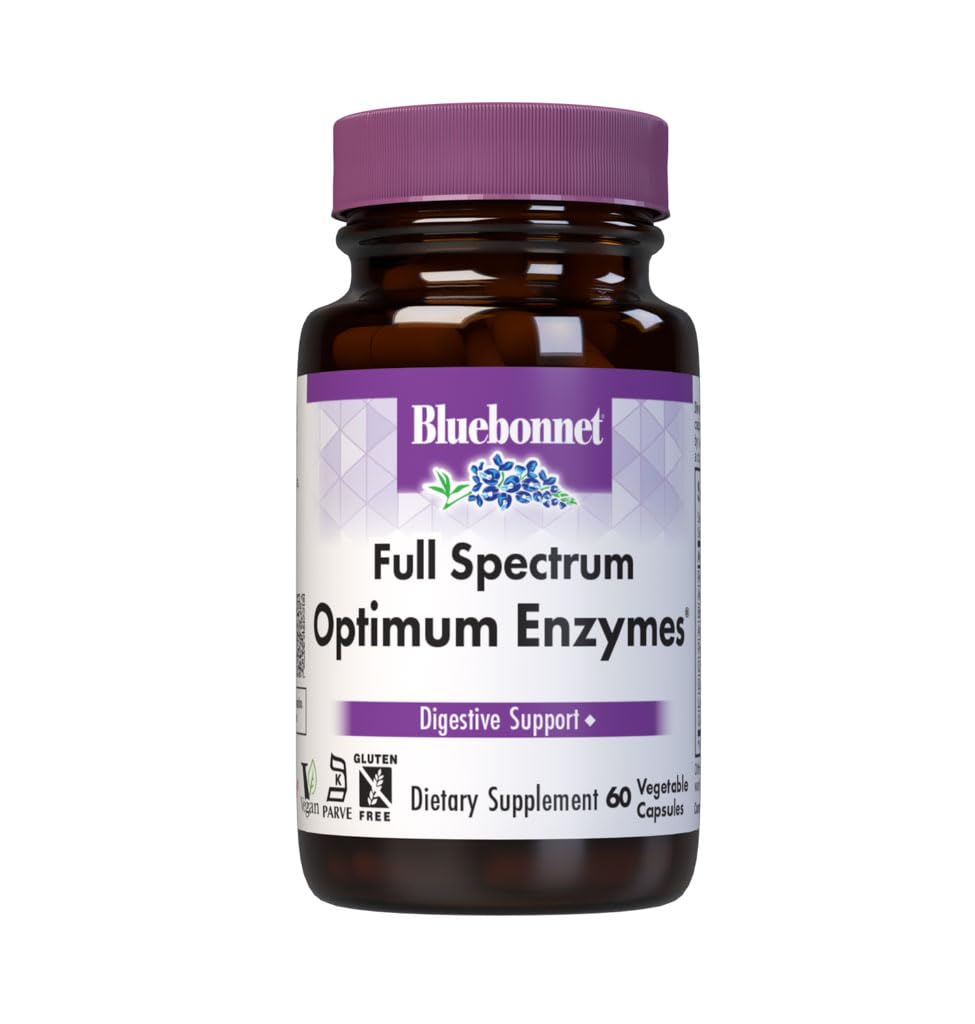 Flacon de capsules végétariennes d'enzymes optimum BlueBonnet, 60 comprimés