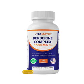 Flacon de capsules Vitamatic Berberine & Ceylon Cinnamon 240 capsules