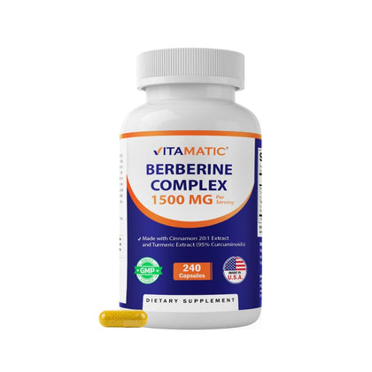 Flacon de capsules Vitamatic Berberine & Ceylon Cinnamon 240 capsules