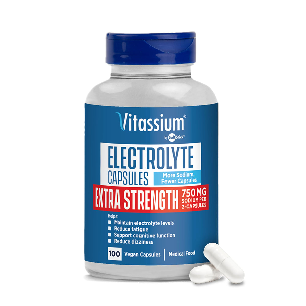 Flacon de capsules Vitassium 100ct avec étiquette visible