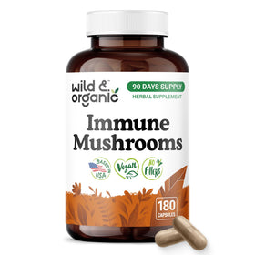 Flacon de capsules Wild & Organic de mélanges de champignons, 180 capsules