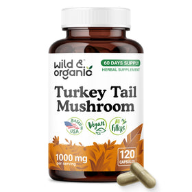 Flacon de capsules Wild & Organic Turkey Tail 1000 mg - 120 unités