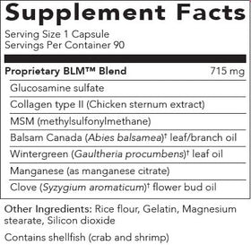 Flacon de capsules Young Living BLM ouvert montrant les capsules
