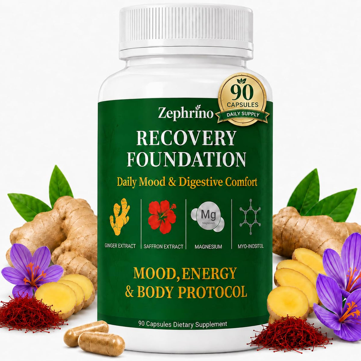 Flacon de capsules Zephrino Zafira Organics de 90 capsules