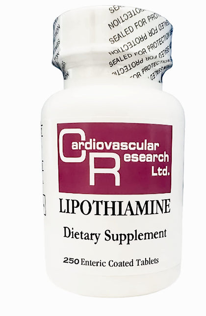 Flacon de Cardiovascular Research Lipothiamine B 250 comprimés vue de face