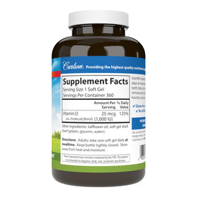Flacon de Carlson Vitamine D3 1000 UI avec étiquette