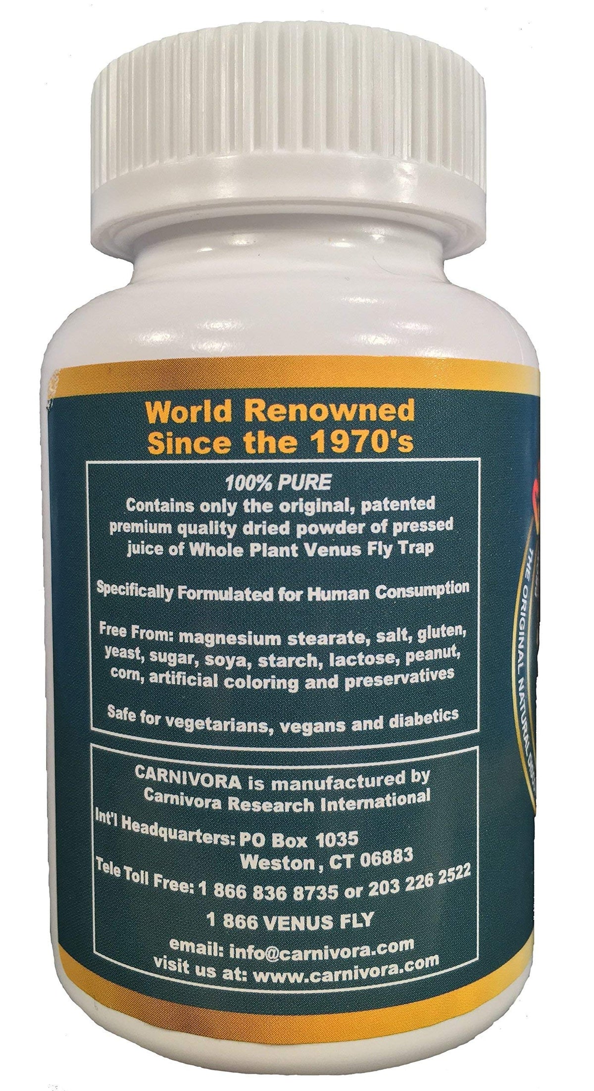 Flacon de Carnivora Vegi-Caps avec capsules à côté